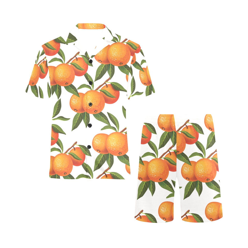 Oranges pattern background Men's V-Neck Short Pajama Set