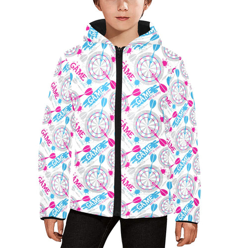 Darts Pattern Print Design 01 Kids' Boys' Girls' Padded Hooded Jacket
