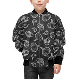 Garlic pattern black background Kids' Boys' Girls' Bomber Jacket