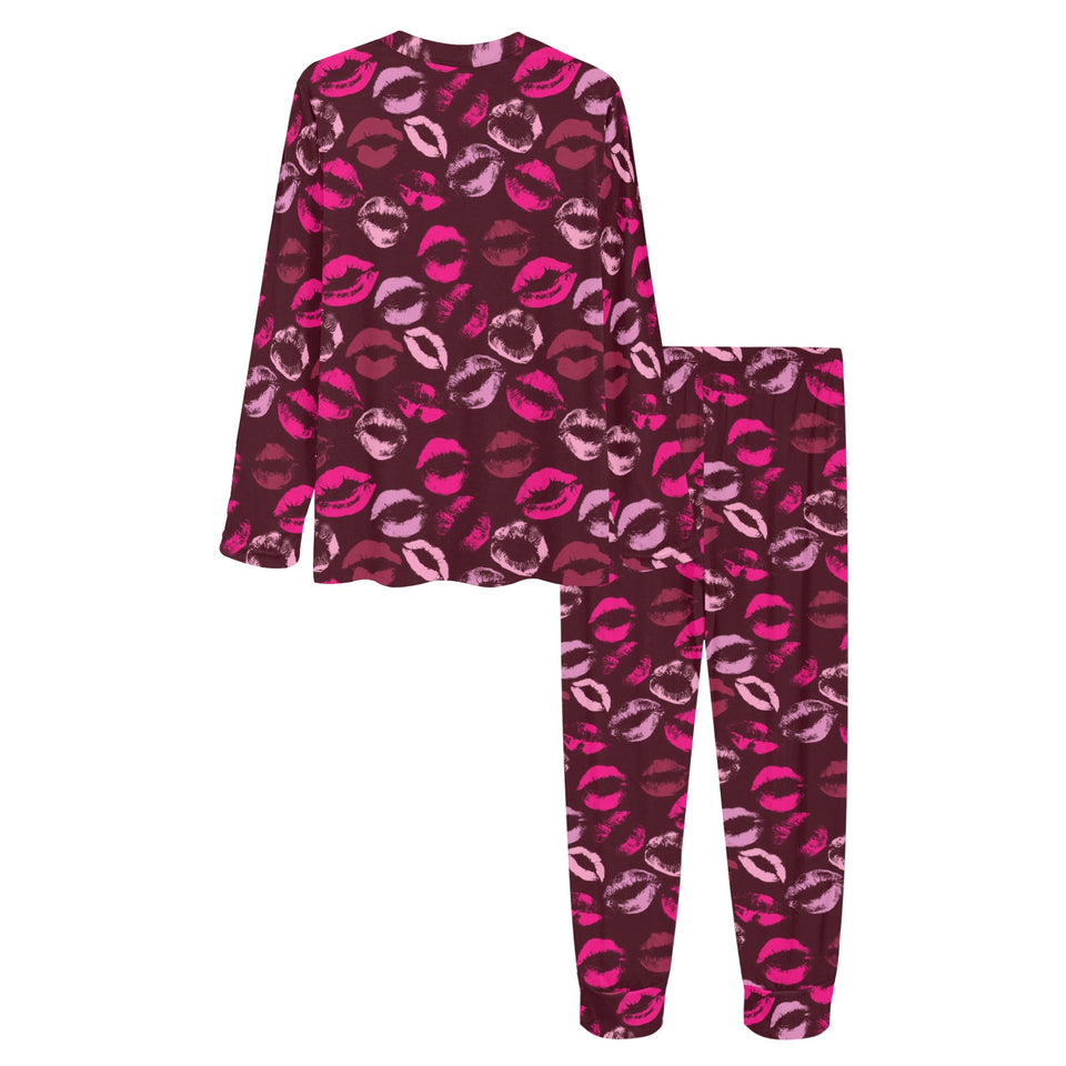 Lips Pattern Print Design 03 Women's All Over Print Pajama Set