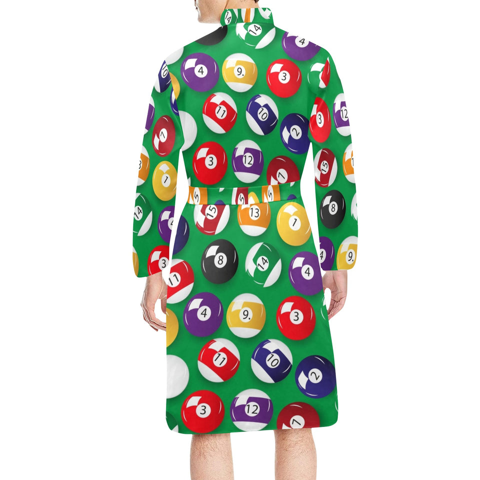 Billiard Ball Pattern Print Design 02 Men's Long Sleeve Belted Night Robe