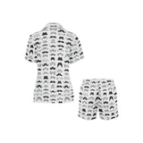 Mustache Beard Pattern Print Design 04 Women's V-Neck Short Pajama Set