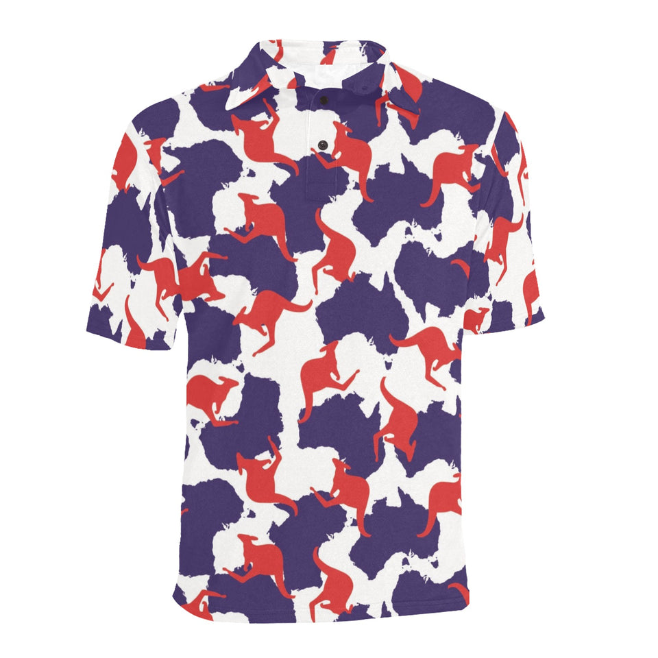 Kangaroo Australian pattern Men's All Over Print Polo Shirt