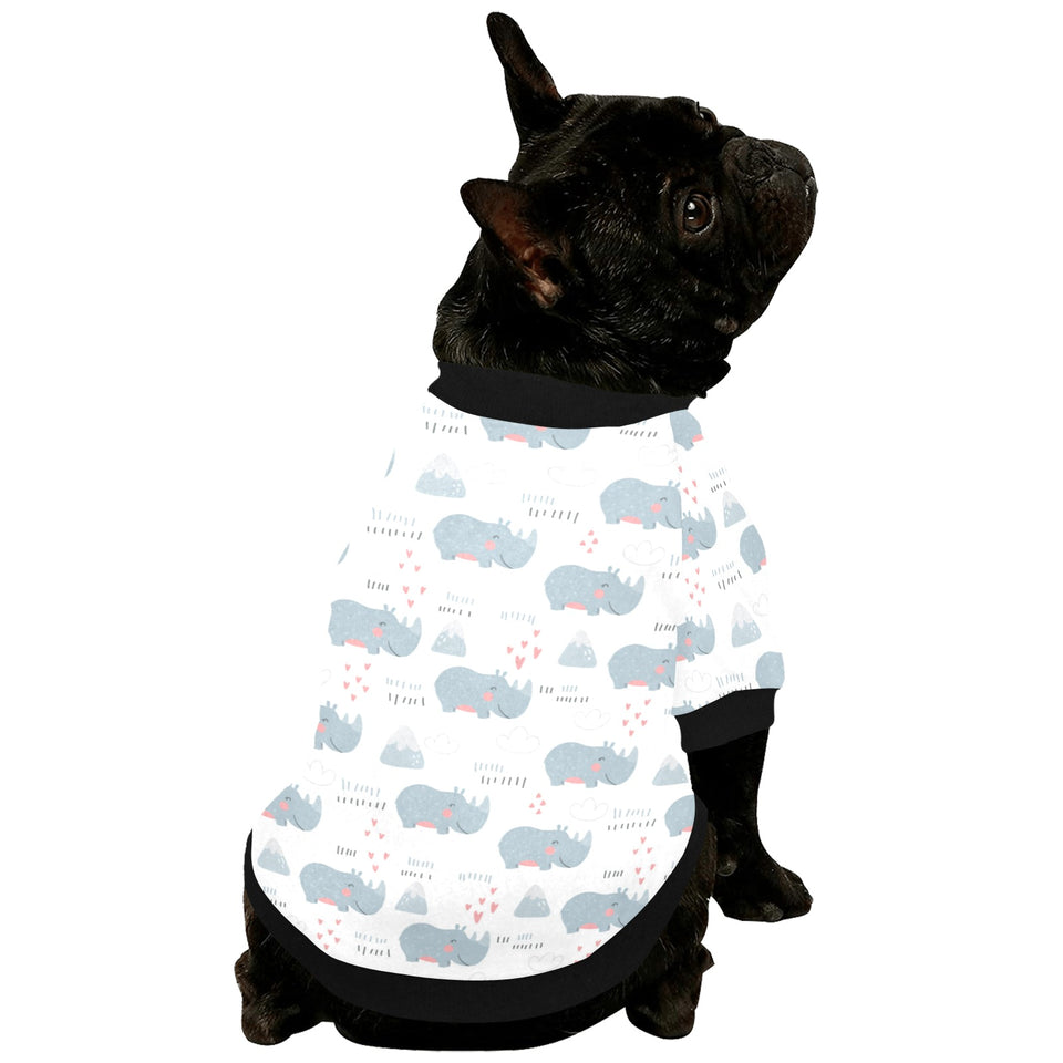 cute rhino heart pattern All Over Print Pet Dog Round Neck Fuzzy Shirt