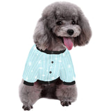 Snowflake pattern blue stripe background All Over Print Pet Dog Round Neck Fuzzy Shirt