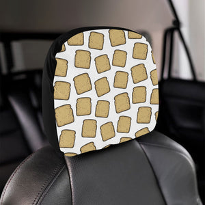 Bread Toast Pattern Print Design 03 Car Headrest Cover