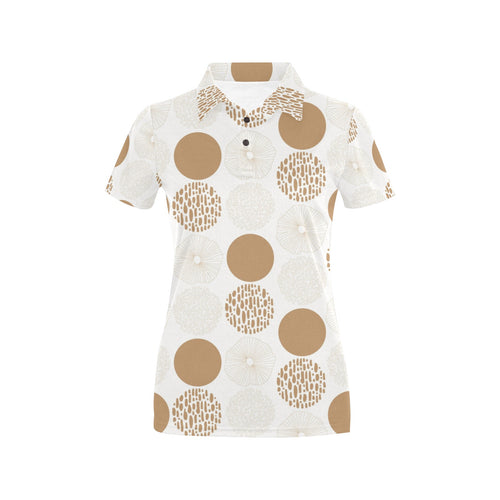 Gold Texture mushroom pattern Women's All Over Print Polo Shirt
