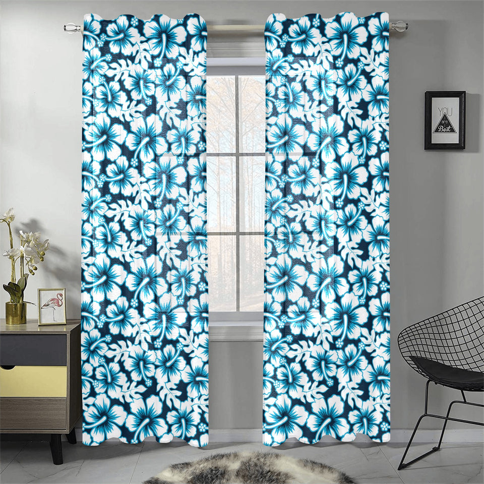 Hibiscus Pattern Print Design 04 Gauze Curtain