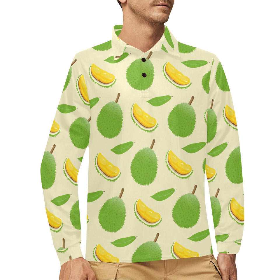 Durian pattern Men's Long Sleeve Polo Shirt