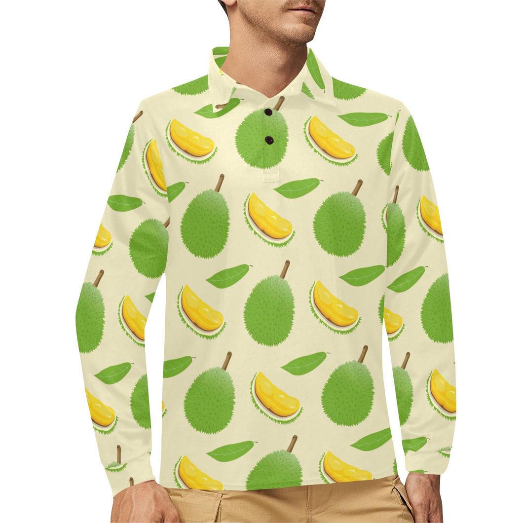 Durian pattern Men's Long Sleeve Polo Shirt