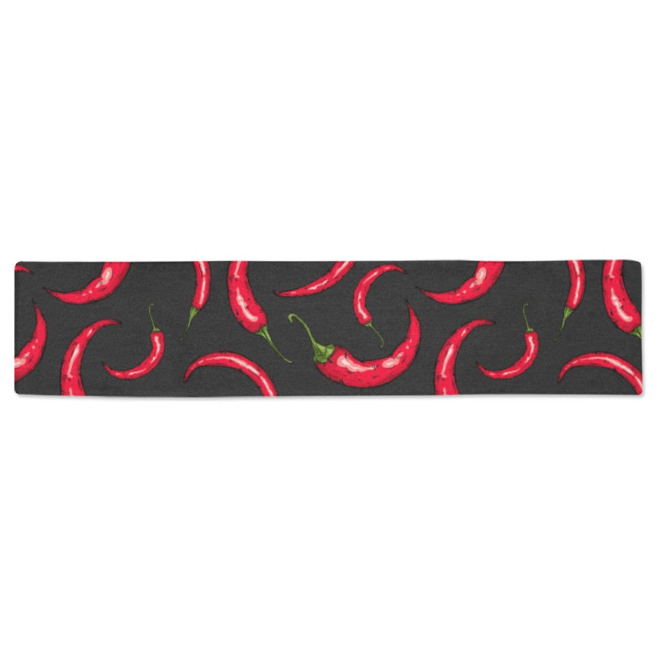 Chili peppers pattern black background Table Runner