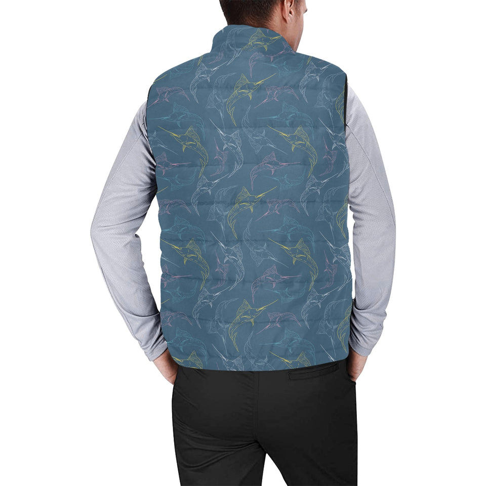 Swordfish Pattern Print Design 02 Men's Padded Vest