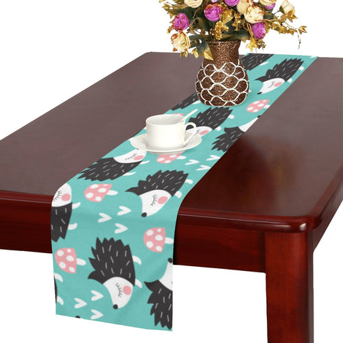 Hedgehog Pattern Print Design 03 Table Runner