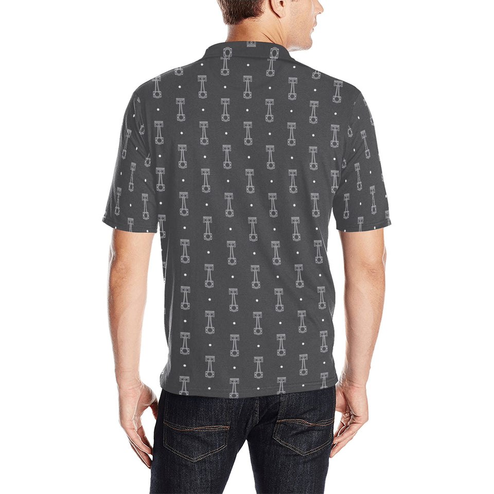 Engine Piston Black Background Pattern Design 02 Men's All Over Print Polo Shirt