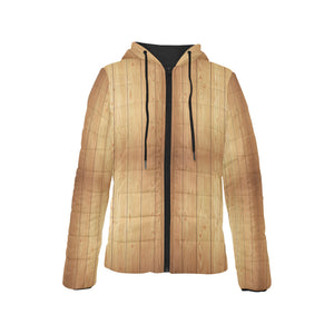 Wood Printed Pattern Print Design 05 Women's Padded Hooded Jacket