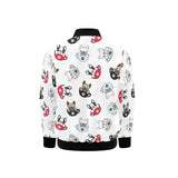French bulldog cup paw pattern Kids' Boys' Girls' Bomber Jacket