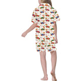 Corgi Christmas Pattern Kids' Boys' Girls' V-Neck Short Pajama Set