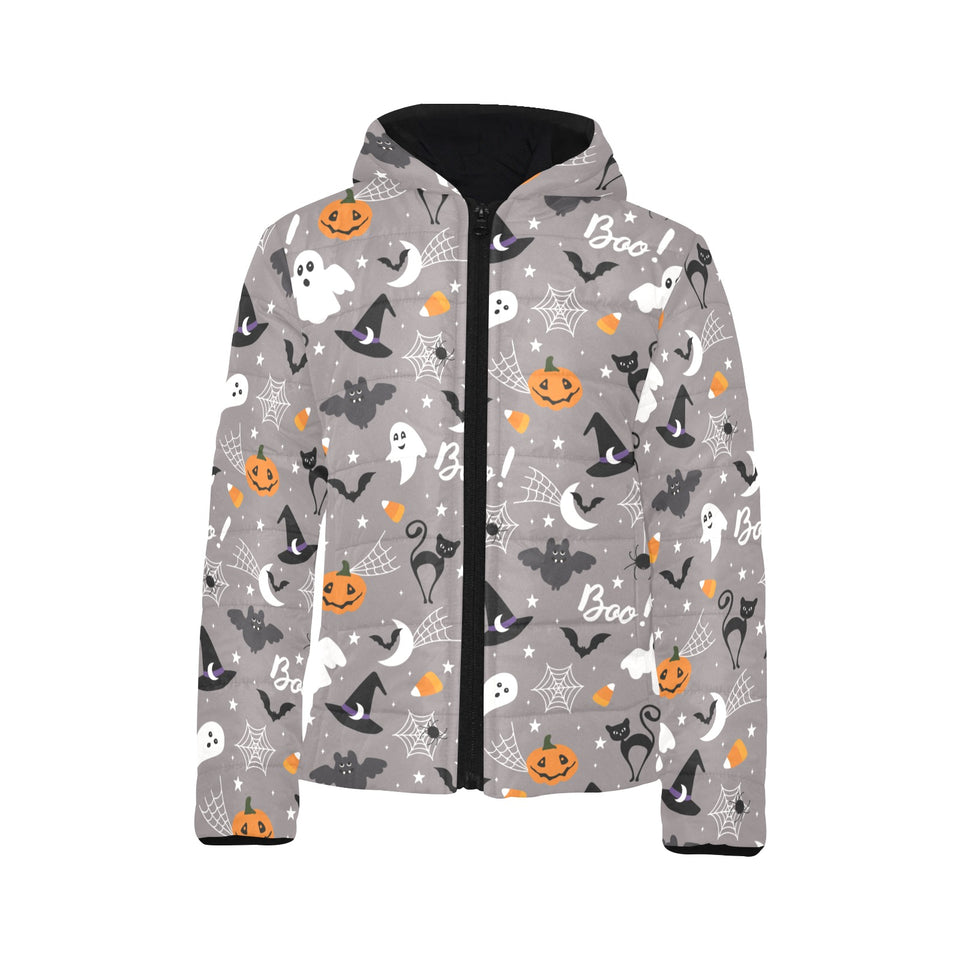 Halloween design pattern Kids' Boys' Girls' Padded Hooded Jacket