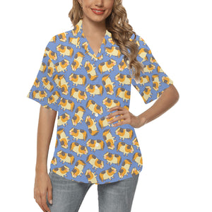 Guinea Pig Pattern Print Design 02 Women's All Over Print Hawaiian Shirt