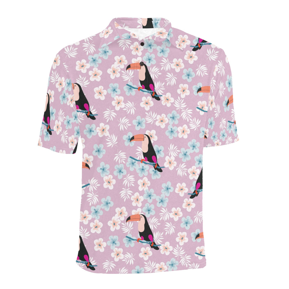 Beautiful toucan flower leaves Men's All Over Print Polo Shirt