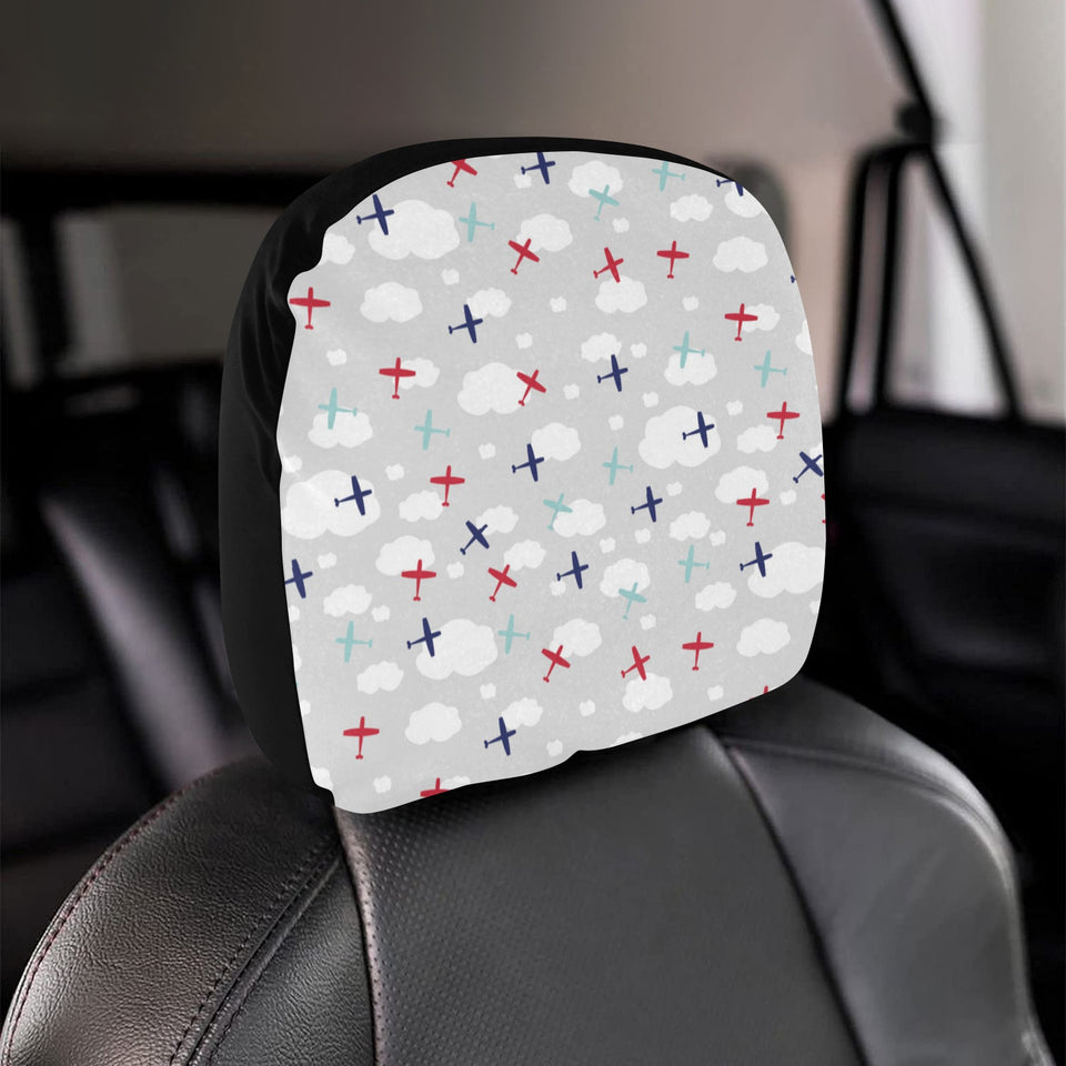 Airplane cloud grey background Car Headrest Cover