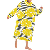 slice of lemon design pattern Blanket Robe with Sleeves