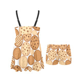 Various cookie pattern Chest Sexy Pleated Two Piece Swim Dress