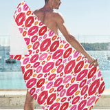 Lips Pattern Print Design 01 Beach Towel