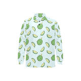 Durian pattern blue background Men's Long Sleeve Polo Shirt