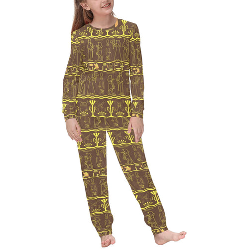 Egypt Hieroglyphics Pattern Print Design 03 Kids' Boys' Girls' All Over Print Pajama Set