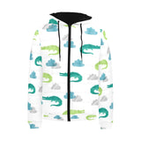 watercolor crocodile pattern Men's Padded Hooded Jacket