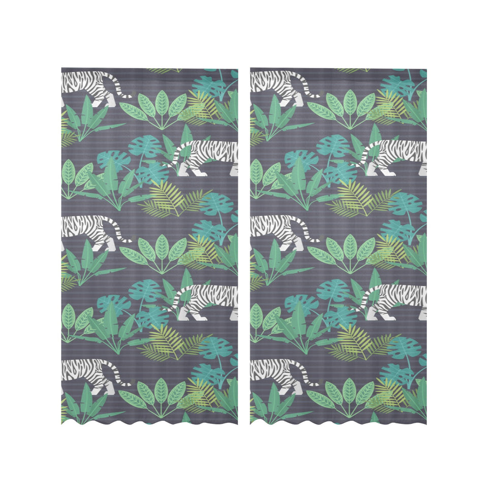 white bengal tigers tropical plant Gauze Curtain