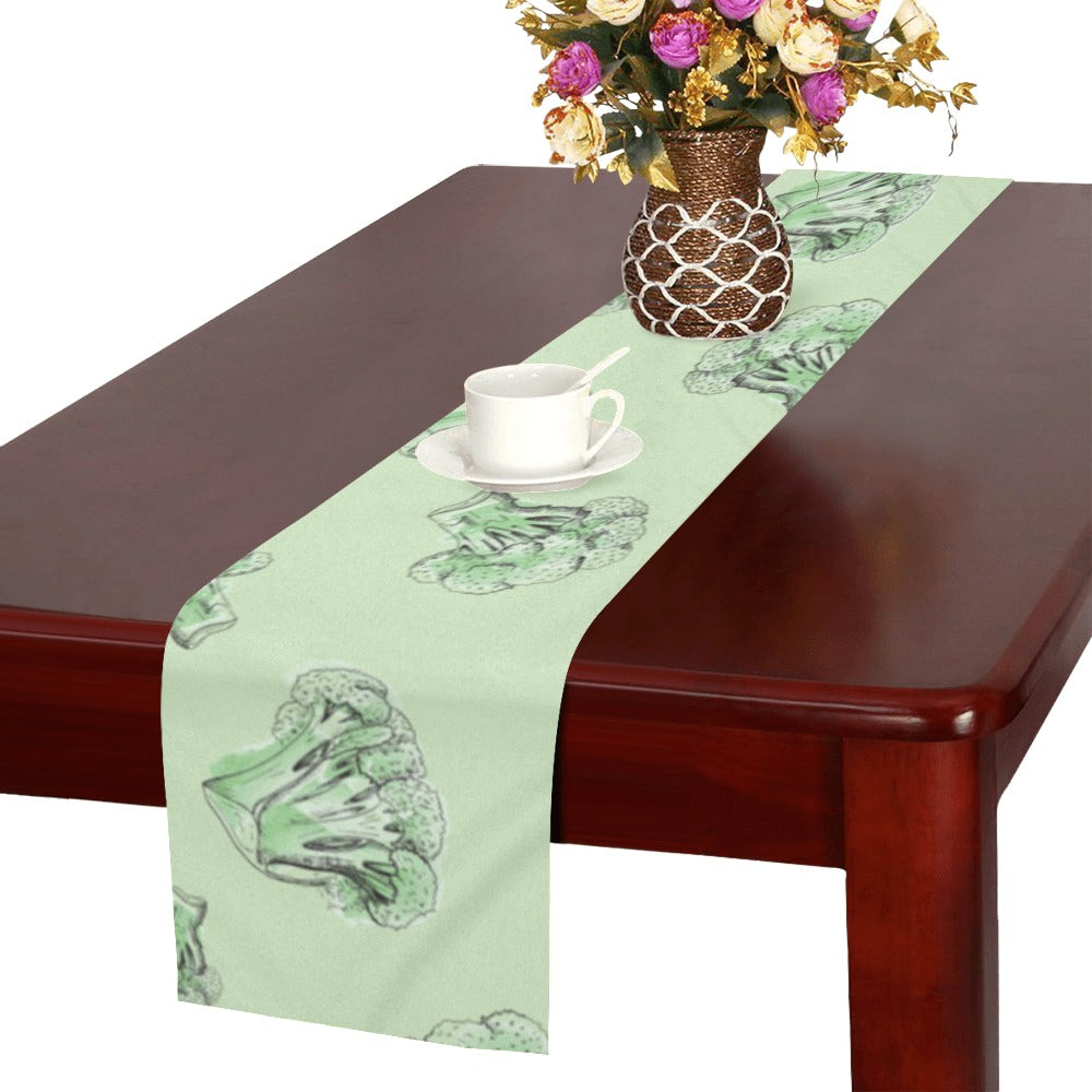 broccoli sketch pattern Table Runner