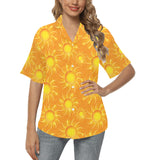 Sun orange background Women's All Over Print Hawaiian Shirt