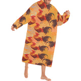 red rooster chicken cock pattern Blanket Robe with Sleeves