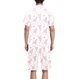 Hand drawn ice cream pattern Men's V-Neck Short Pajama Set