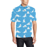 Cute sea lion seal pattern background Men's All Over Print Polo Shirt