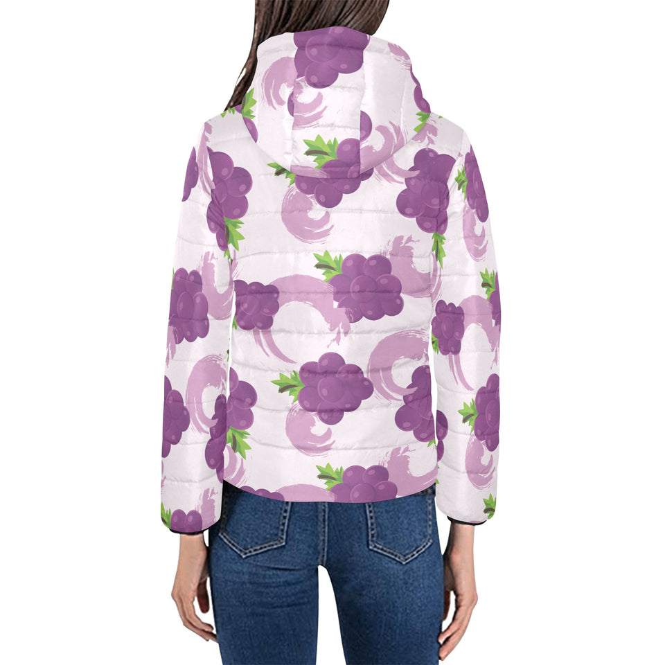 Cute Grape pattern Women's Padded Hooded Jacket
