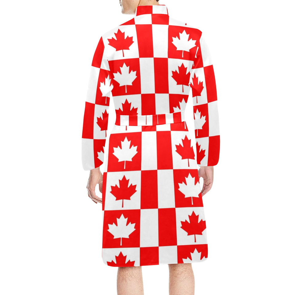 Canada Pattern Print Design 05 Men's Long Sleeve Belted Night Robe