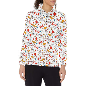 Canada Pattern Print Design 03 Women's Long Sleeve Polo Shirt