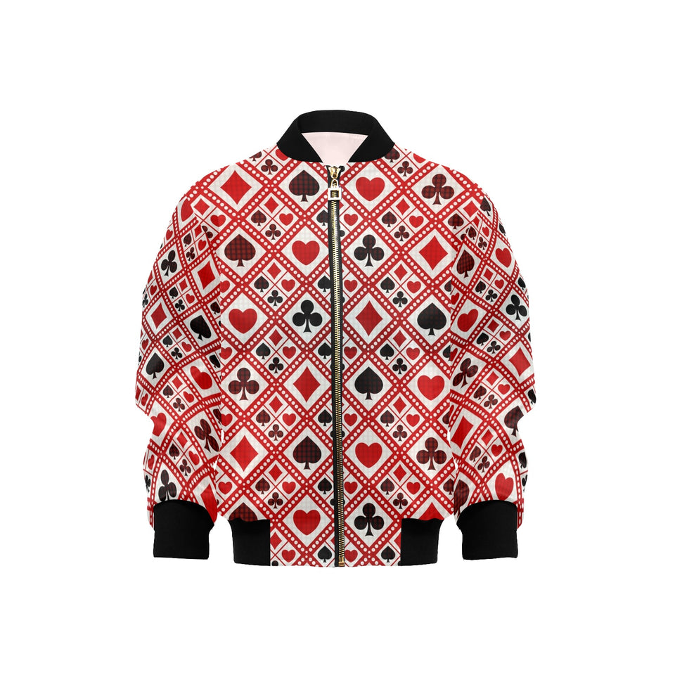 Casino Cards Suits Pattern Print Design 03 Kids' Boys' Girls' Bomber Jacket