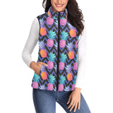 Pineapples pattern zigzag background Women's Padded Vest