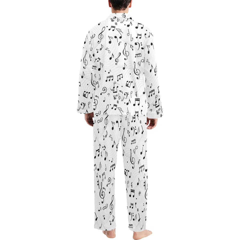 Music Notes Pattern Print Design 04 Men's Long Pajama Set
