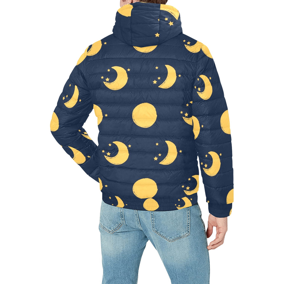 Moon star pattern Men's Padded Hooded Jacket