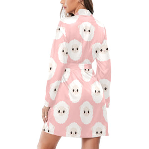 Cute sheep pattern Women's Long Sleeve Belted Night Robe