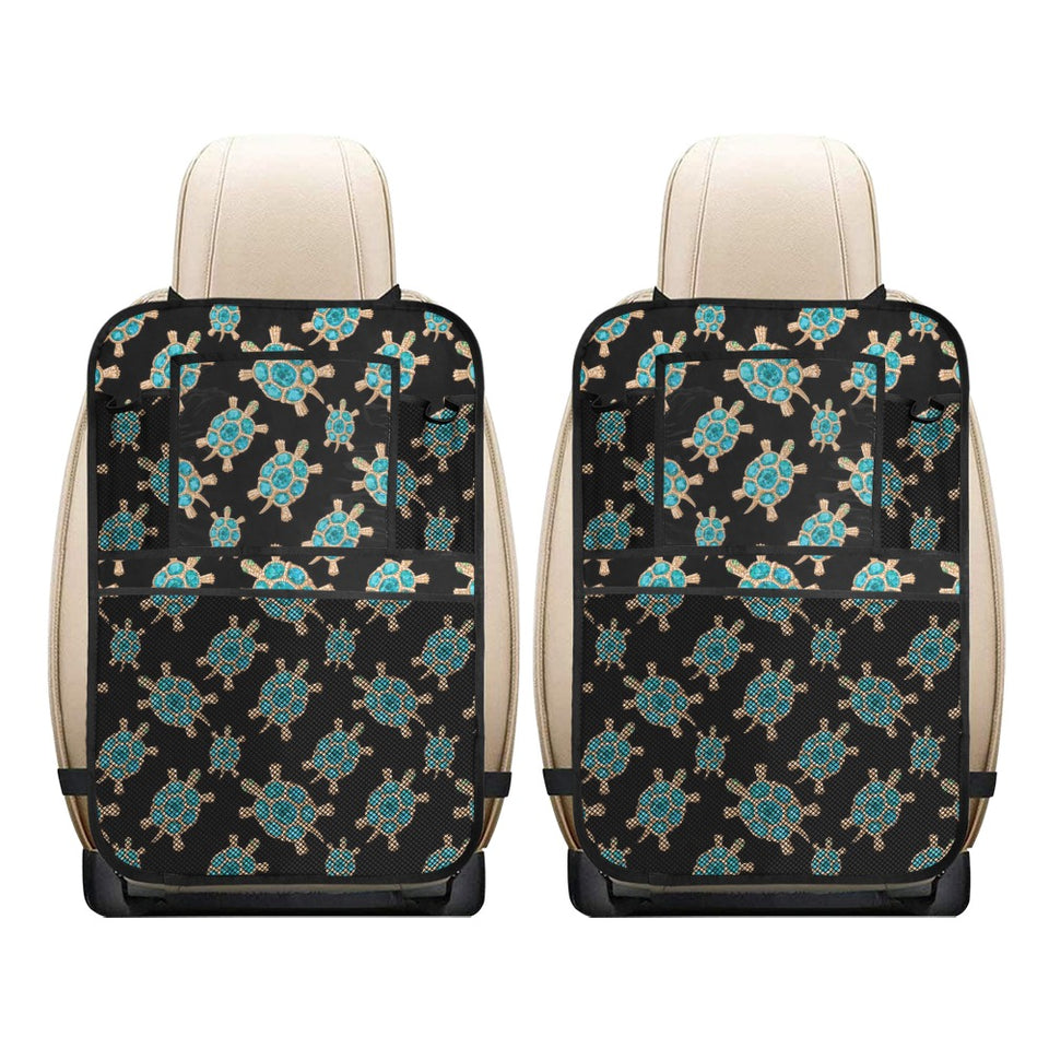 Sea turtle blue stone pattern Car Seat Back Organizer