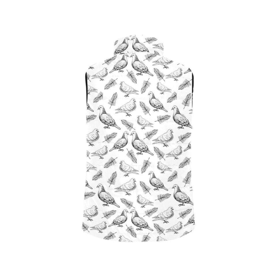 Pigeon Pattern Print Design 05 Women's Padded Vest