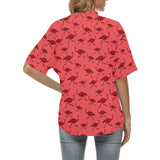 Ostrich Pattern Print Design 03 Women's All Over Print Hawaiian Shirt