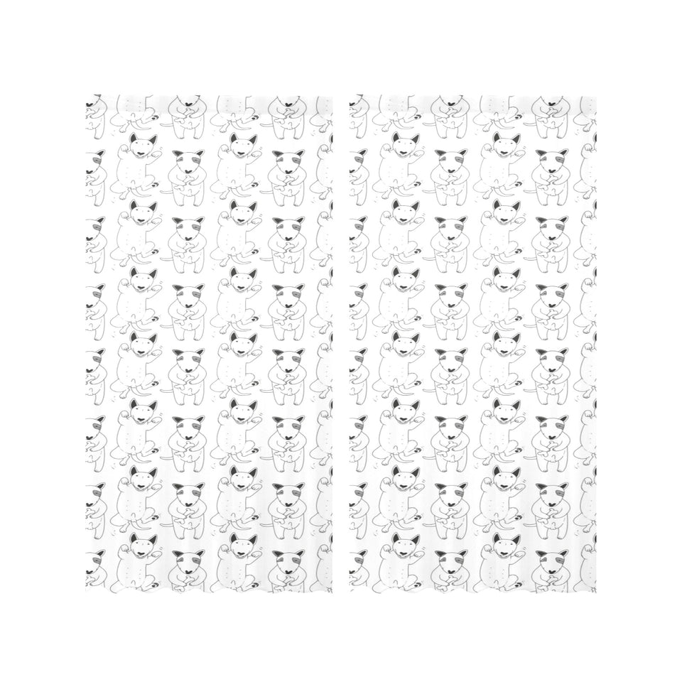 Bull Terrier Pattern Print Design 02 Gauze Curtain
