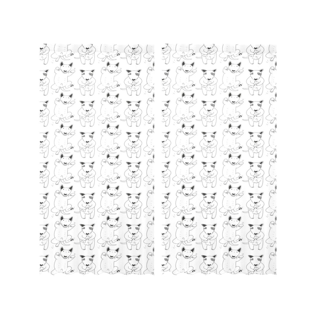 Bull Terrier Pattern Print Design 02 Gauze Curtain
